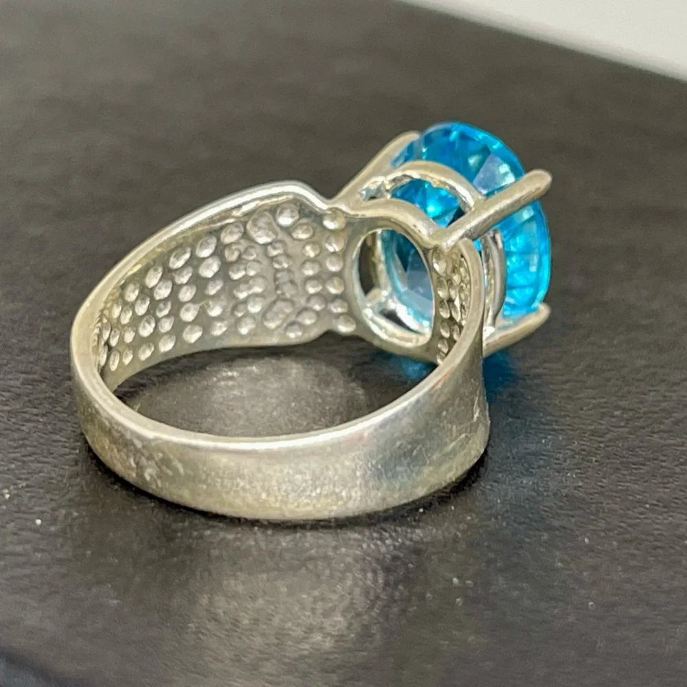 V Wieck 925 Real London Blue Topaz Sterling Ring 8